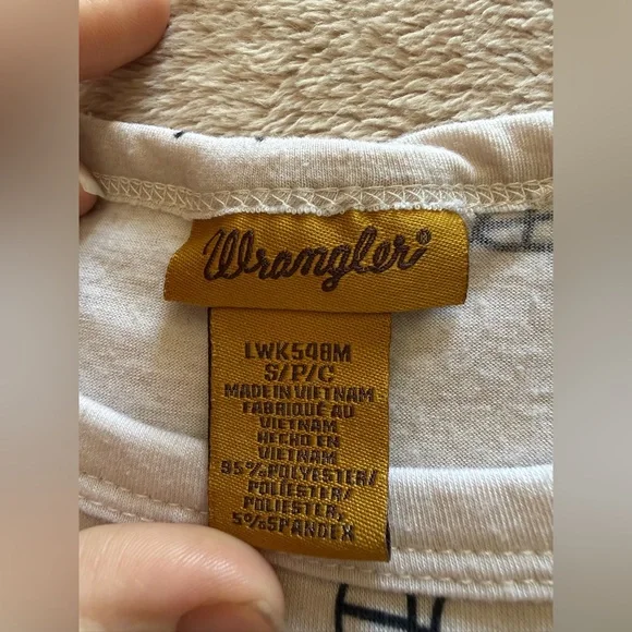 Wrangler White Long Sleeve Shirt with Black Brands Symbols - Picture 2 of 3